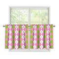 White Pink And Green Argyle Print Tier Curtains