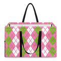 White Pink And Green Argyle Print Utility Tote Bag
