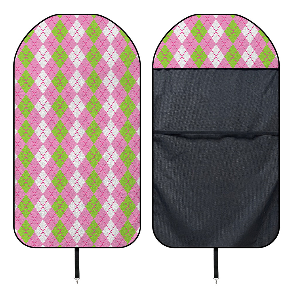 White Pink And Green Argyle Print Waterproof Car Seat Cover