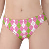 White Pink And Green Argyle Print Women's Panties