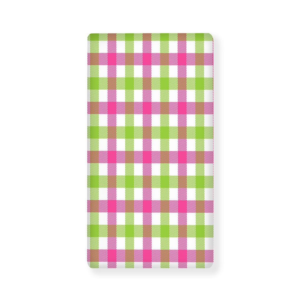 White Pink And Green Buffalo Plaid Print Baby Crib Sheet