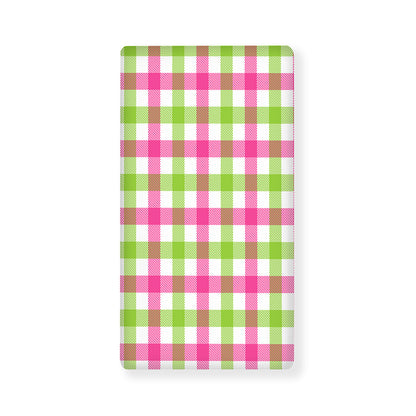 White Pink And Green Buffalo Plaid Print Baby Crib Sheet