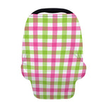 White Pink And Green Buffalo Plaid Print Baby Seat Cover