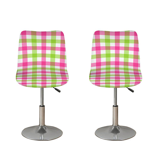 White Pink And Green Buffalo Plaid Print Bar Stool Covers