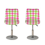 White Pink And Green Buffalo Plaid Print Bar Stool Covers