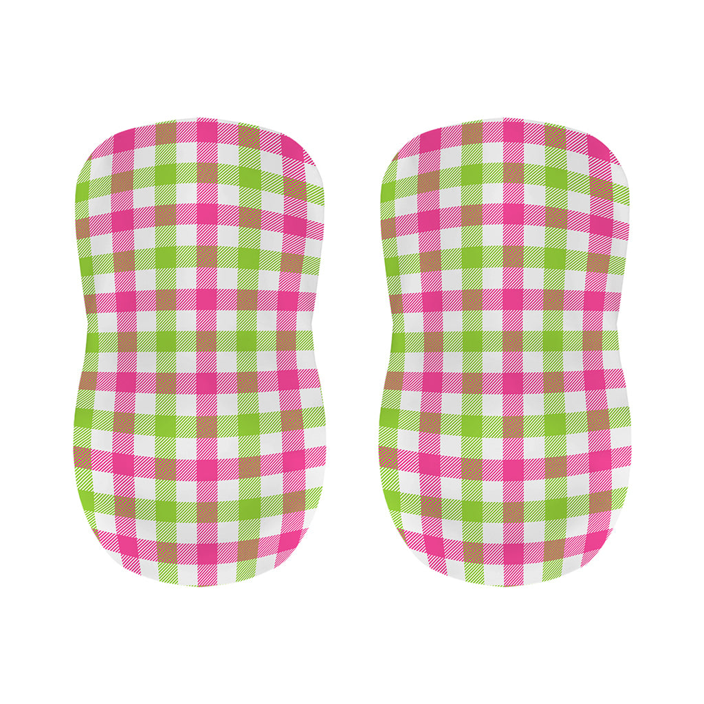 White Pink And Green Buffalo Plaid Print Bar Stool Covers