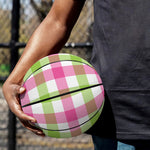 White Pink And Green Buffalo Plaid Print Basketball