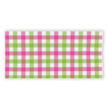 White Pink And Green Buffalo Plaid Print Beach Towel