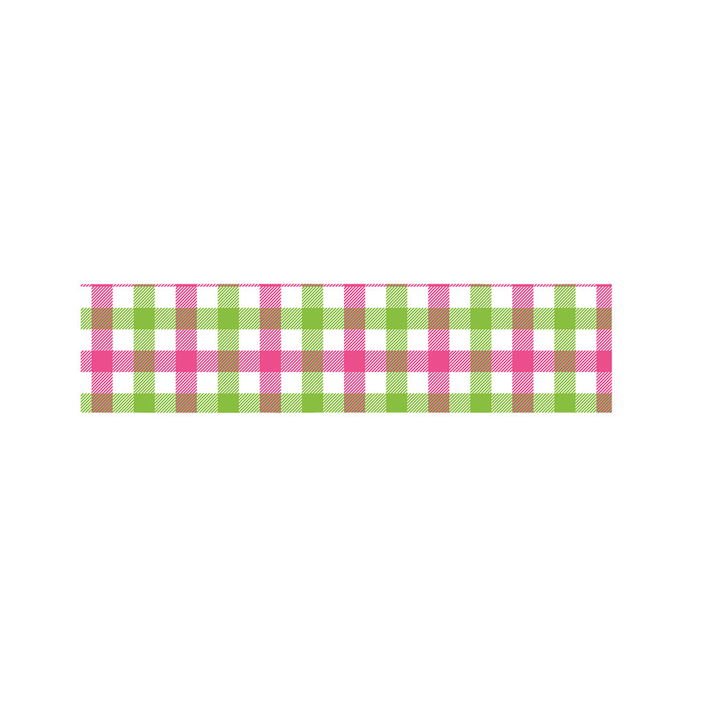 White Pink And Green Buffalo Plaid Print Bed Runner