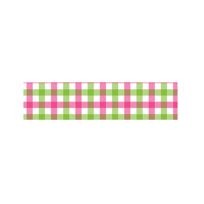White Pink And Green Buffalo Plaid Print Bed Runner