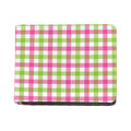 White Pink And Green Buffalo Plaid Print Bifold Wallet
