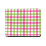 White Pink And Green Buffalo Plaid Print Bifold Wallet