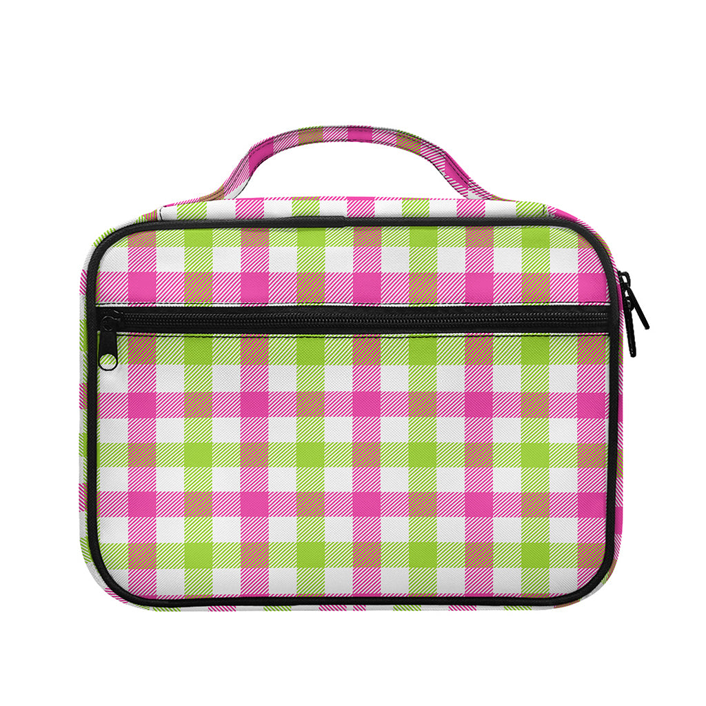 White Pink And Green Buffalo Plaid Print Briefcase Bible Bag