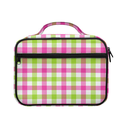 White Pink And Green Buffalo Plaid Print Briefcase Bible Bag