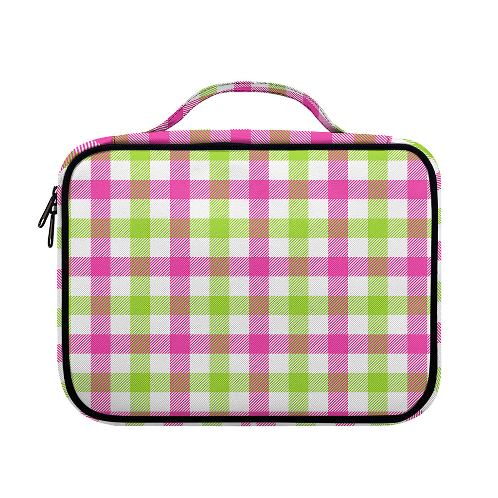 White Pink And Green Buffalo Plaid Print Briefcase Bible Bag