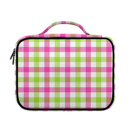 White Pink And Green Buffalo Plaid Print Briefcase Bible Bag