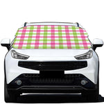 White Pink And Green Buffalo Plaid Print Car Windshield Snow Cover