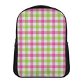 White Pink And Green Buffalo Plaid Print Casual Backpack