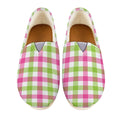 White Pink And Green Buffalo Plaid Print Casual Shoes