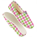 White Pink And Green Buffalo Plaid Print Casual Shoes