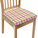 White Pink And Green Buffalo Plaid Print Chair Cushion Cover