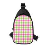 White Pink And Green Buffalo Plaid Print Chest Bag