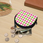 White Pink And Green Buffalo Plaid Print Coin Purse