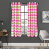 White Pink And Green Buffalo Plaid Print Curtain