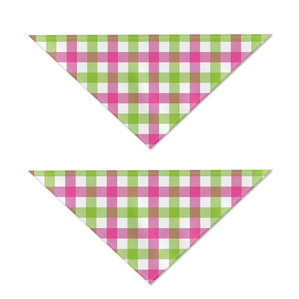 White Pink And Green Buffalo Plaid Print Dog Bandana
