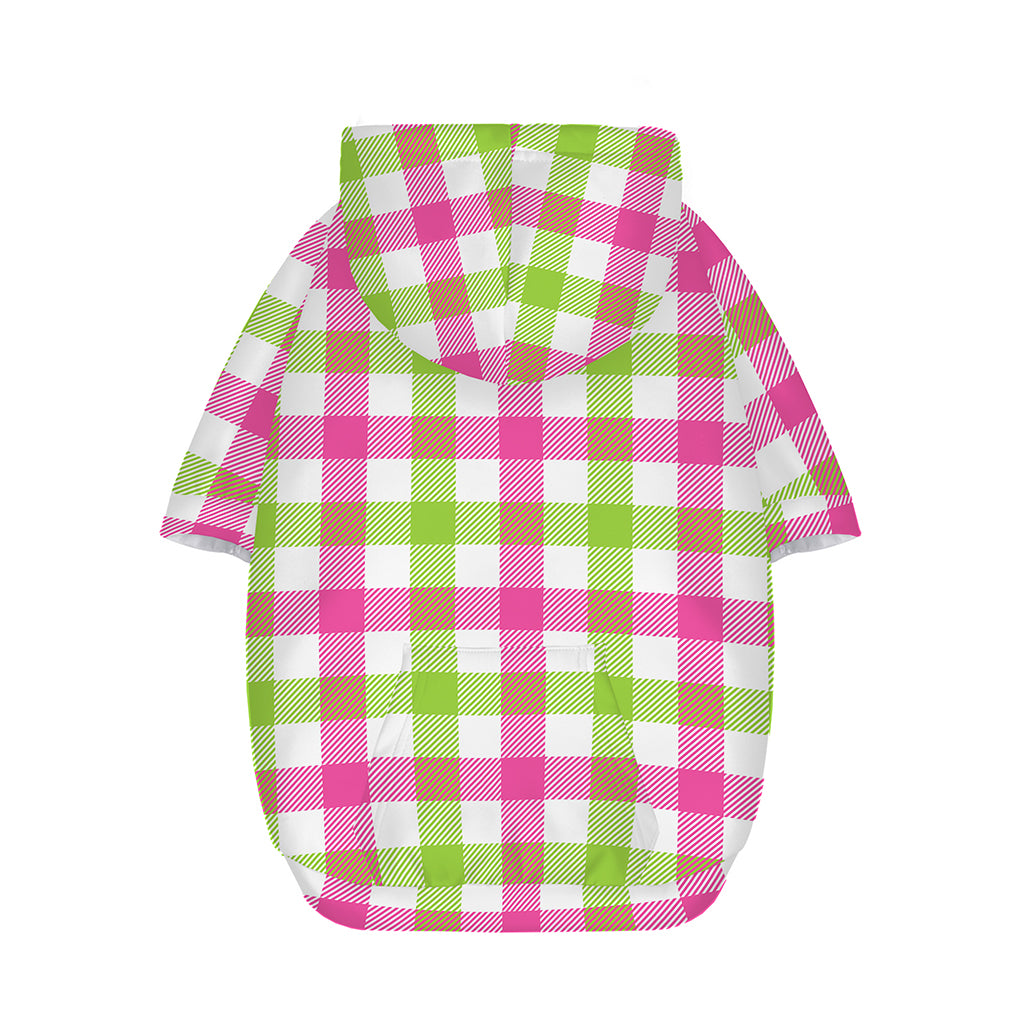 White Pink And Green Buffalo Plaid Print Dog Zip Up Hoodie
