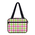 White Pink And Green Buffalo Plaid Print Double Strap Bible Bag