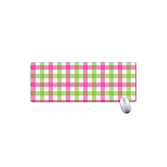 White Pink And Green Buffalo Plaid Print Extended Mouse Pad