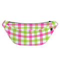 White Pink And Green Buffalo Plaid Print Fanny Pack