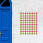 White Pink And Green Buffalo Plaid Print Garden Flag