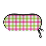 White Pink And Green Buffalo Plaid Print Glasses Case