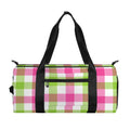 White Pink And Green Buffalo Plaid Print Gym Bag