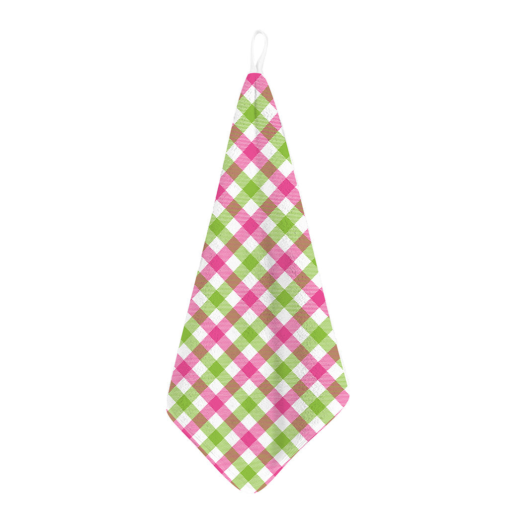 White Pink And Green Buffalo Plaid Print Hand Towel