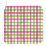 White Pink And Green Buffalo Plaid Print Hand Towel