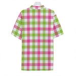 White Pink And Green Buffalo Plaid Print Hawaiian Shirt