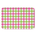 White Pink And Green Buffalo Plaid Print Indoor Door Mat
