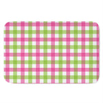 White Pink And Green Buffalo Plaid Print Indoor Door Mat