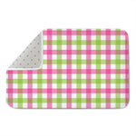 White Pink And Green Buffalo Plaid Print Indoor Door Mat