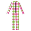 White Pink And Green Buffalo Plaid Print Jumpsuit