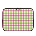 White Pink And Green Buffalo Plaid Print Laptop Sleeve