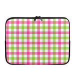 White Pink And Green Buffalo Plaid Print Laptop Sleeve