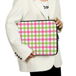 White Pink And Green Buffalo Plaid Print Laptop Sleeve