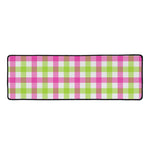 White Pink And Green Buffalo Plaid Print Long Kitchen Mat