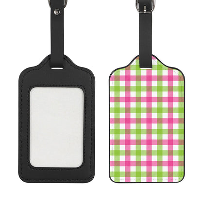 White Pink And Green Buffalo Plaid Print Luggage Tag