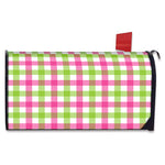 White Pink And Green Buffalo Plaid Print Mailbox Cover