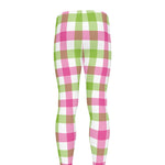 White Pink And Green Buffalo Plaid Print Men's leggings
